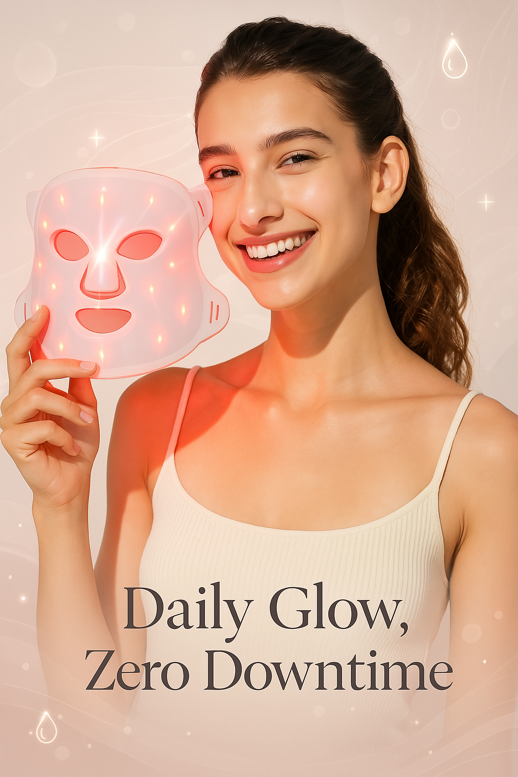 Glaminor Quad LED Red Light Therapy Mask – Anti-Aging & Acne Multi-Color Facial Device (Infrared + Blue Light)