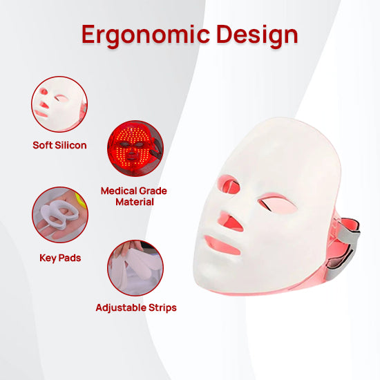 Glaminor LED face mask with ergonomic design features on a white background